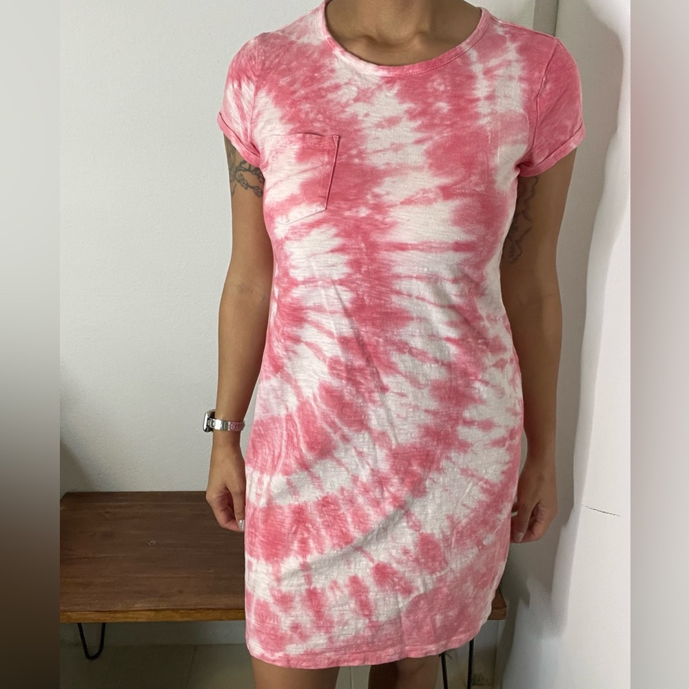 Pink Tie-Dye T-Shirt Dress